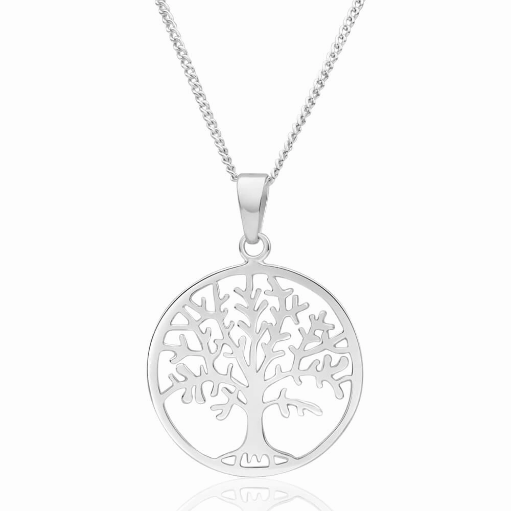 Sterling Silver 23mm Round Tree of Life Pendant