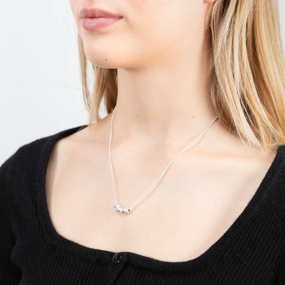 Sterling Silver 7 Rings of Luck Pendant Chain 45cm
