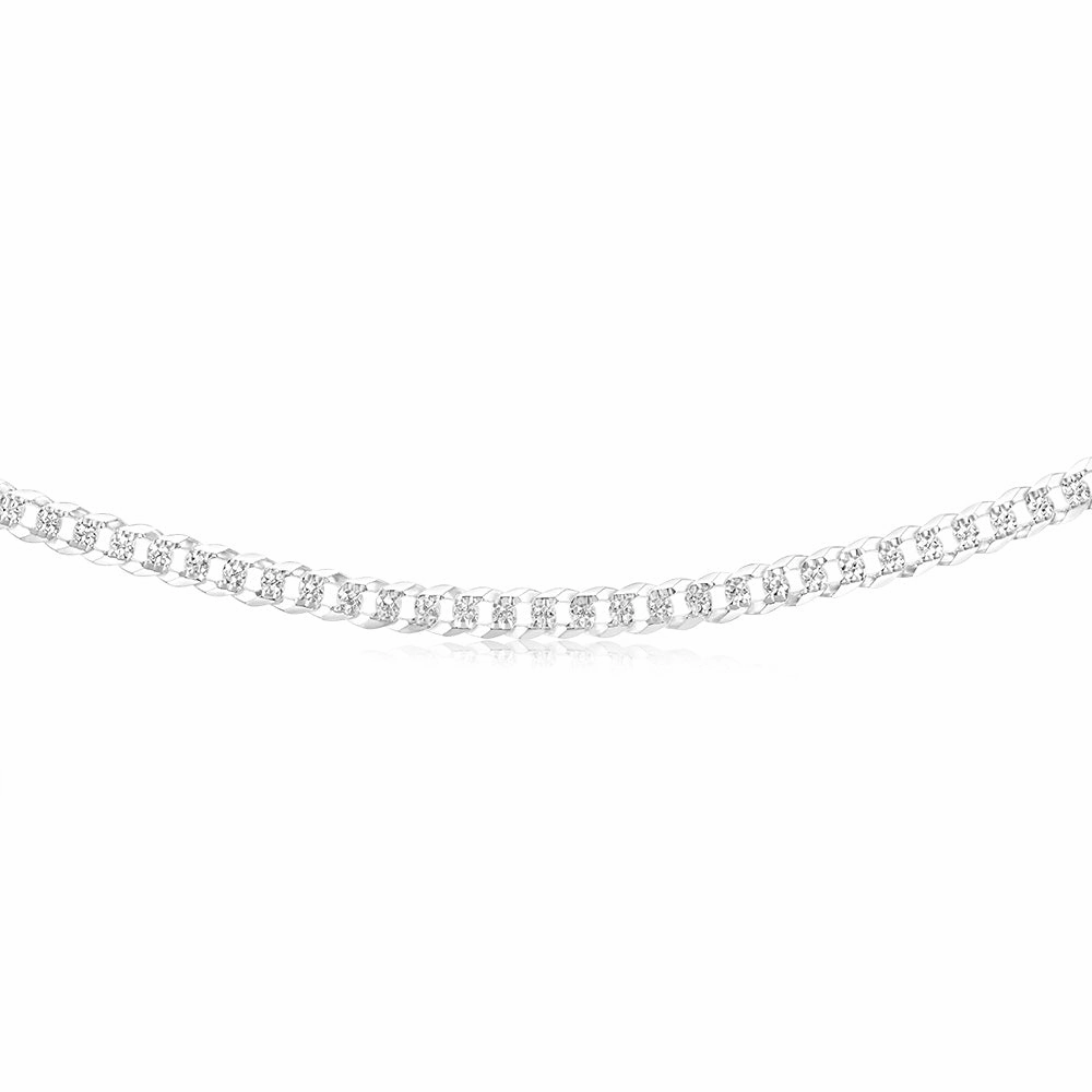 Sterling Silver Beveled Fancy Curb 160 Gauge 45cm Chain