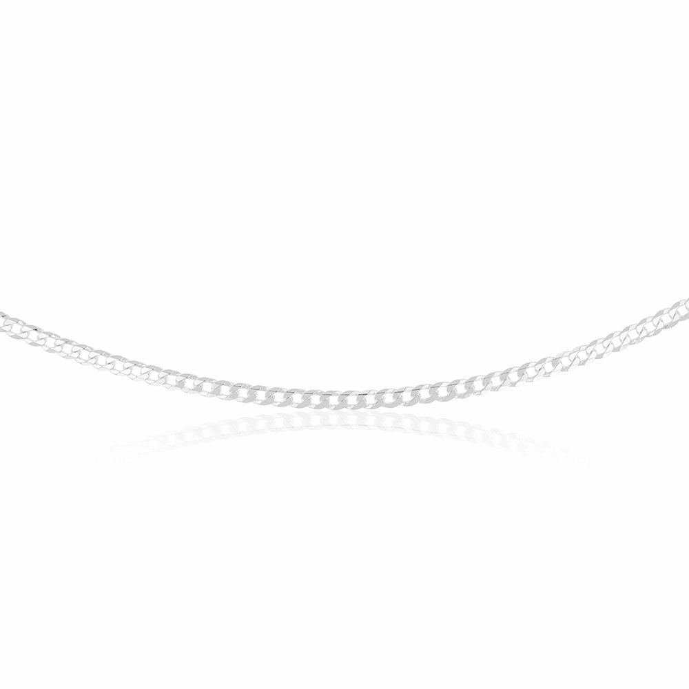 Sterling Silver Bevelled Curb 120Gauge 55cm Chain