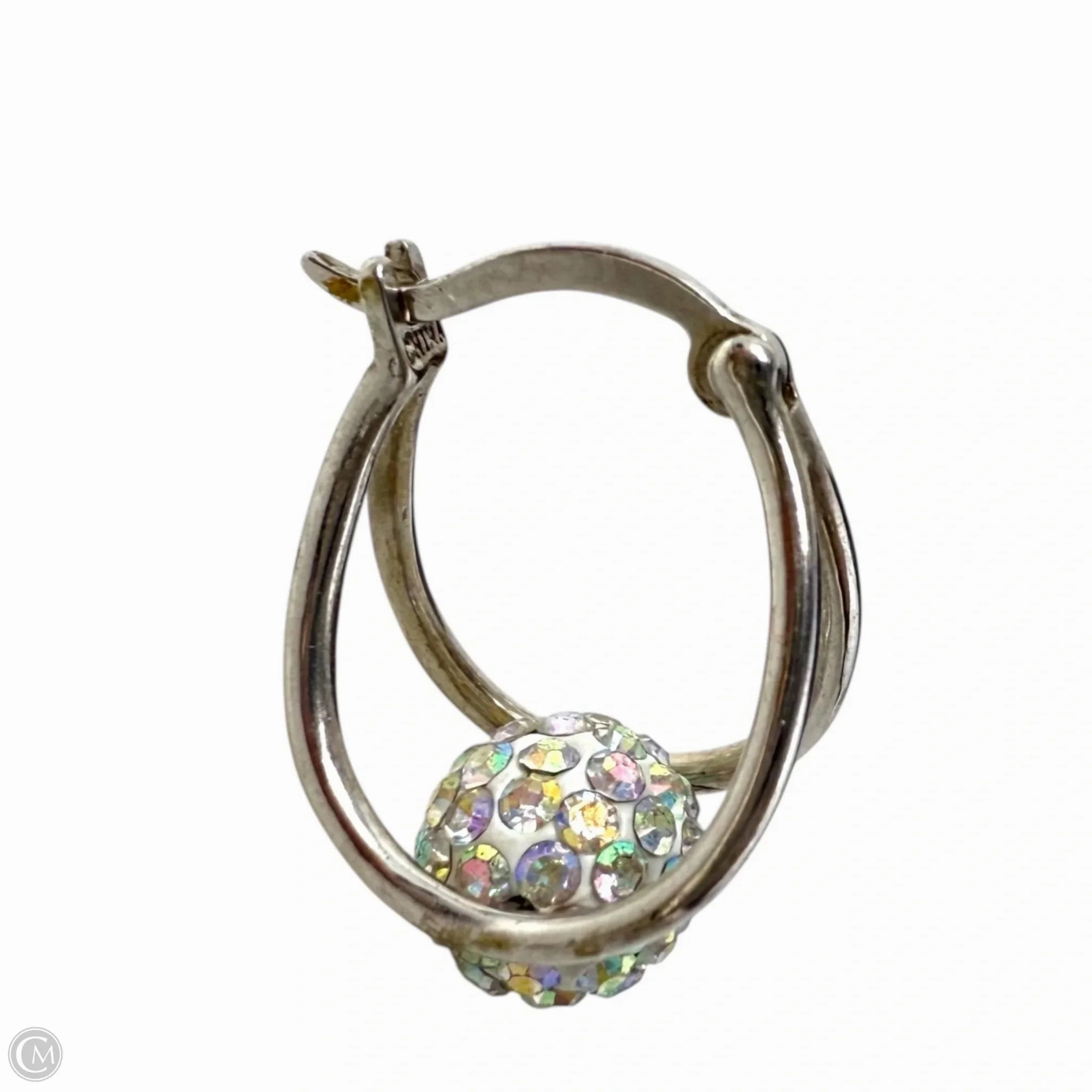 Sterling Silver Crystal Ball Split Hoop Earrings