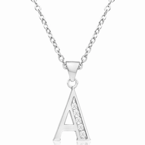 Sterling Silver Cubic Zirconia Initial "A" Pendant