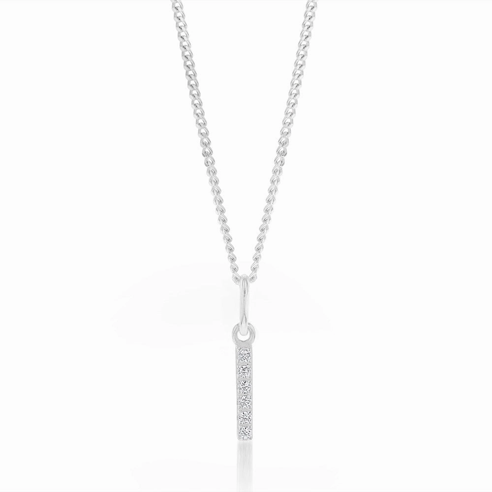 Sterling Silver Cubic Zirconia Initial "I" Pendant