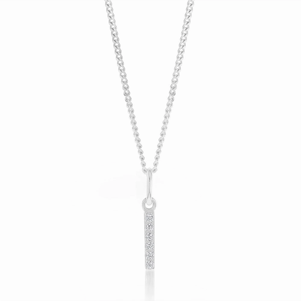 Sterling Silver Cubic Zirconia Initial "I" Pendant