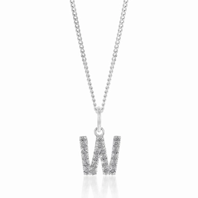 Sterling Silver Cubic Zirconia Initial "W" Pendant