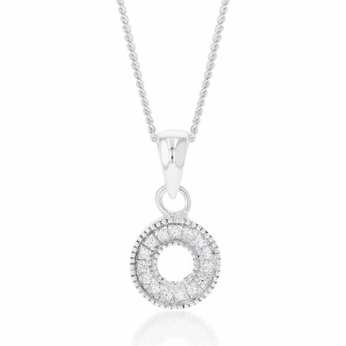 Sterling Silver Cubic Zirconia On Circle Pendant