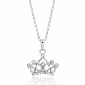 Sterling Silver Cubic Zirconia Princess Crown Pendant
