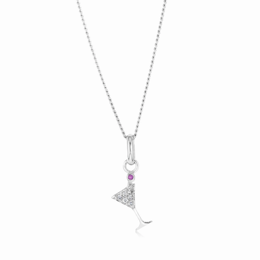 Sterling Silver Cubic Zirconia Wine Glass Pendant