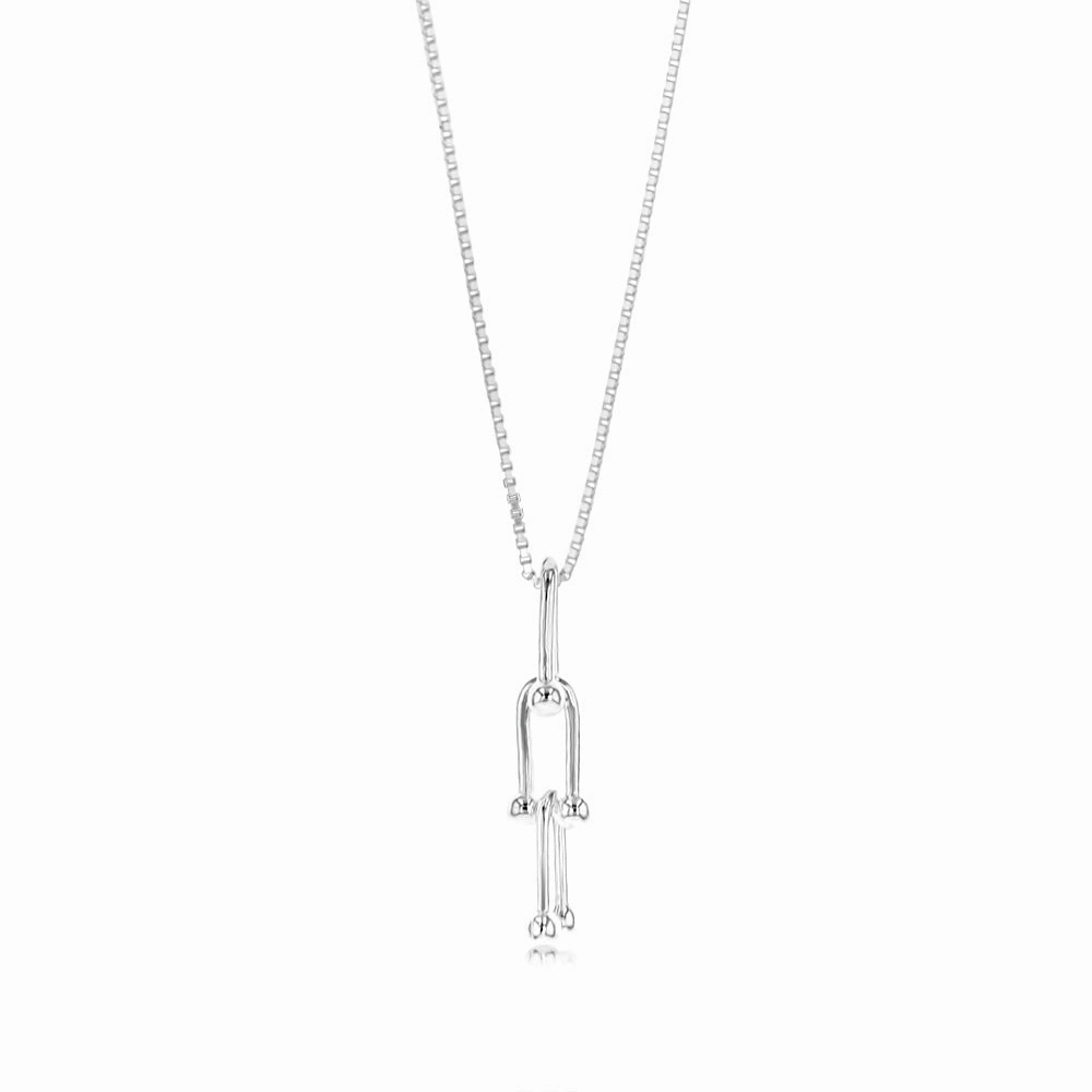 Sterling Silver Fancy U Link Pendant On 45cm Chain