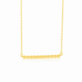 Sterling Silver Gold Plated Beaded Bar Pendant On Chain