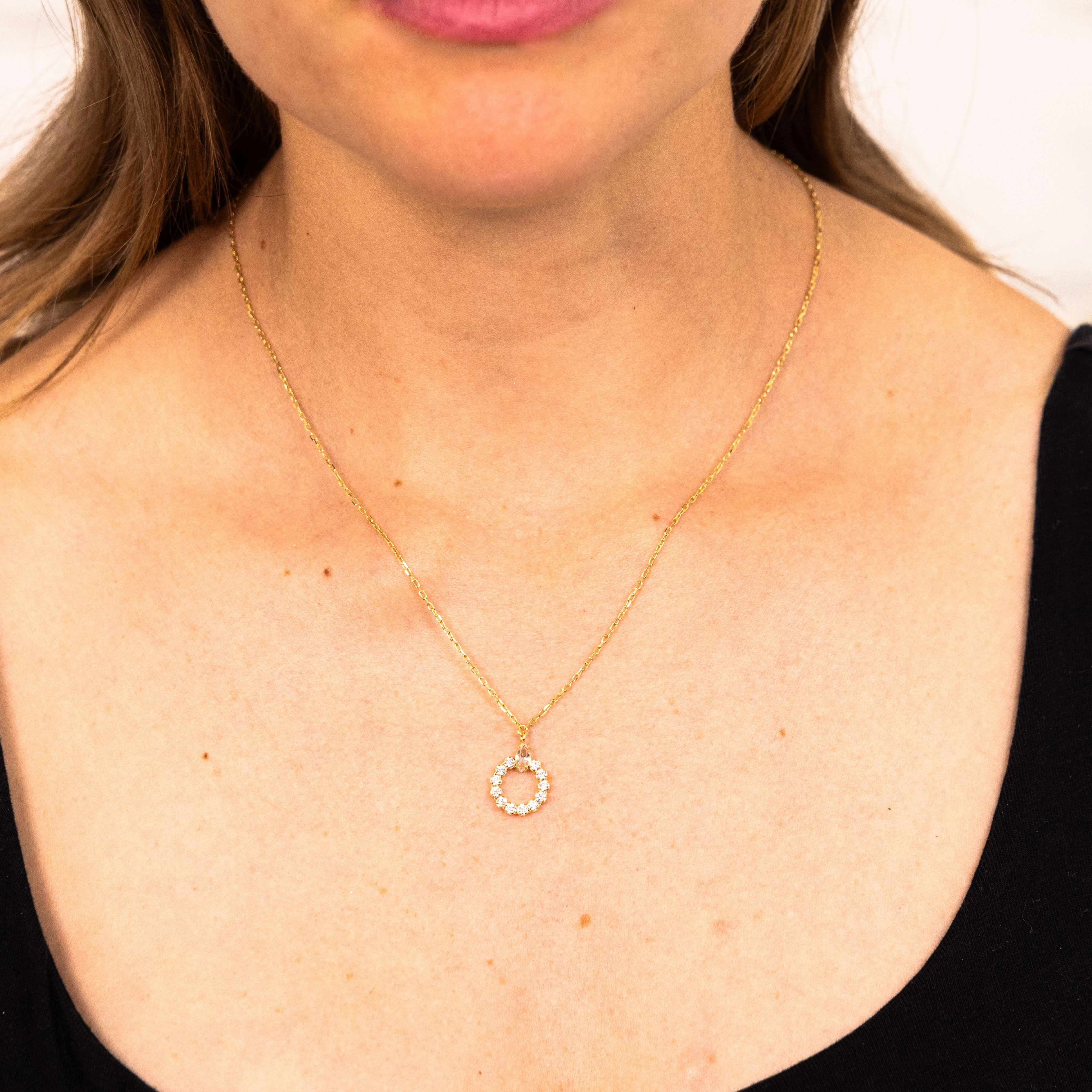 Sterling Silver Gold Plated Cubic Zirconia Circle Of Life Pendant On 42 3cm Chain