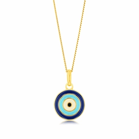 Sterling Silver Gold Plated Evil Eye Pendant