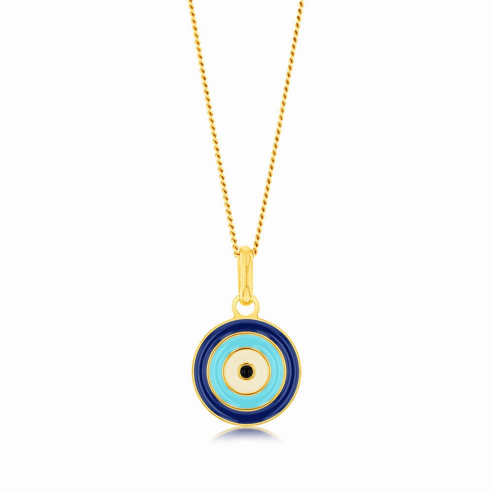 Sterling Silver Gold Plated Evil Eye Pendant