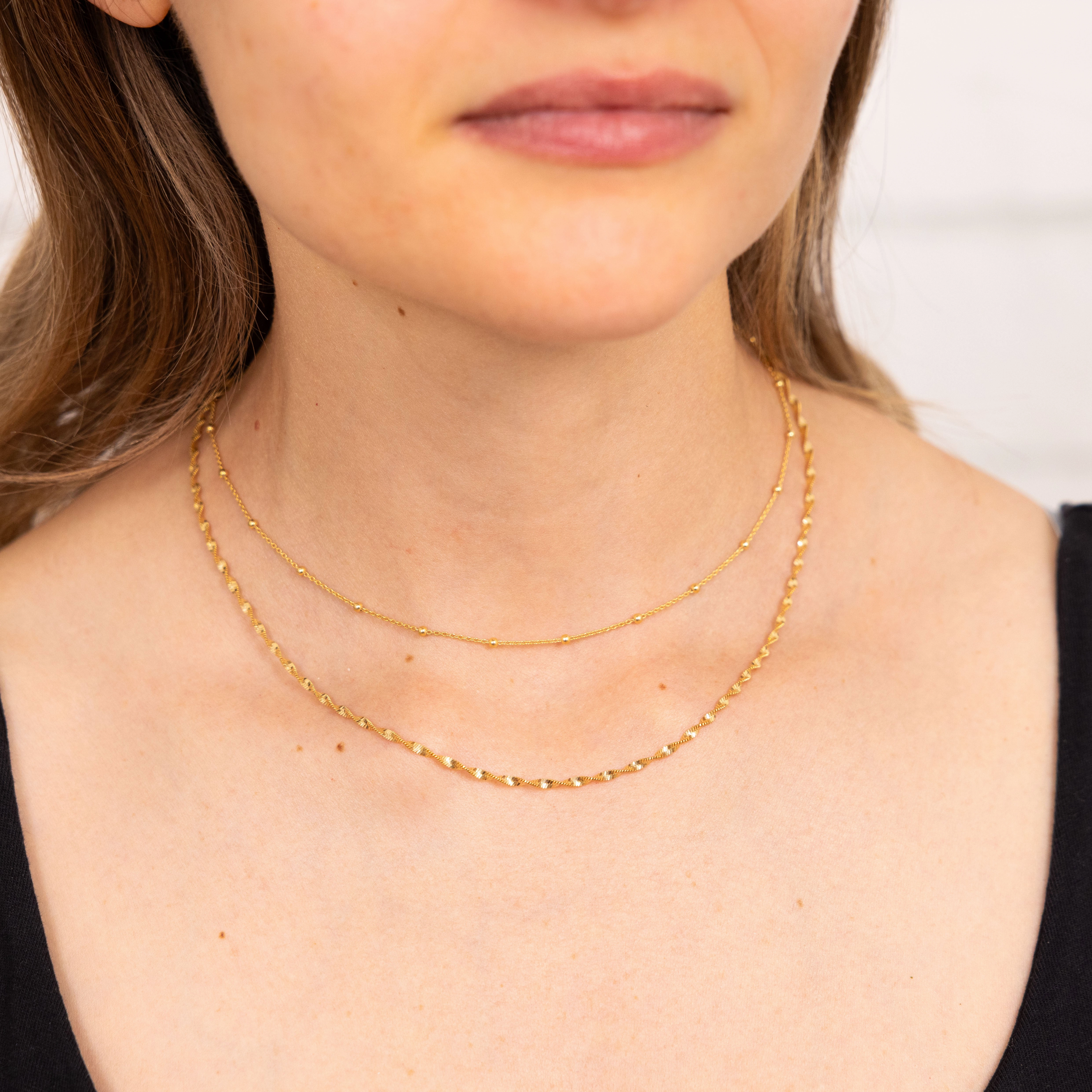 Sterling Silver Gold Plated Fancy Double Layer 38 5cm Chain