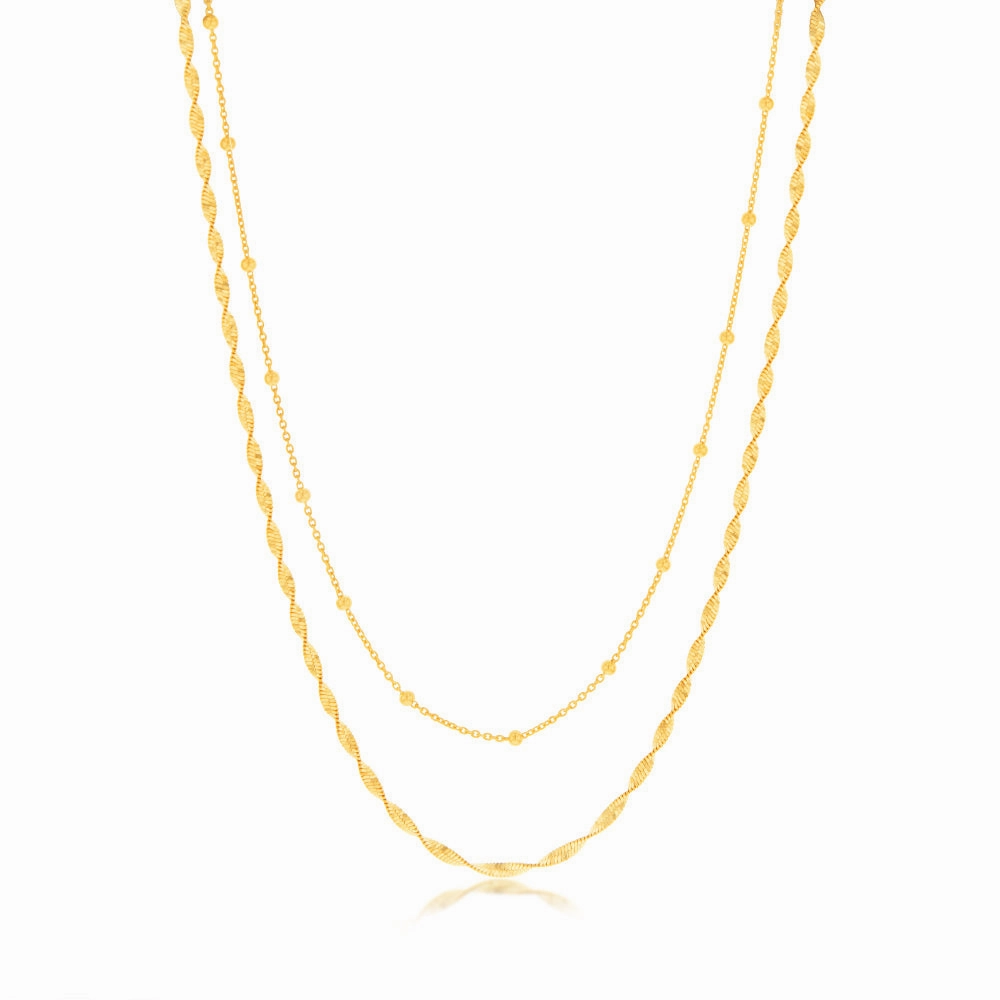Sterling Silver Gold Plated Fancy Double Layer 38 5cm Chain