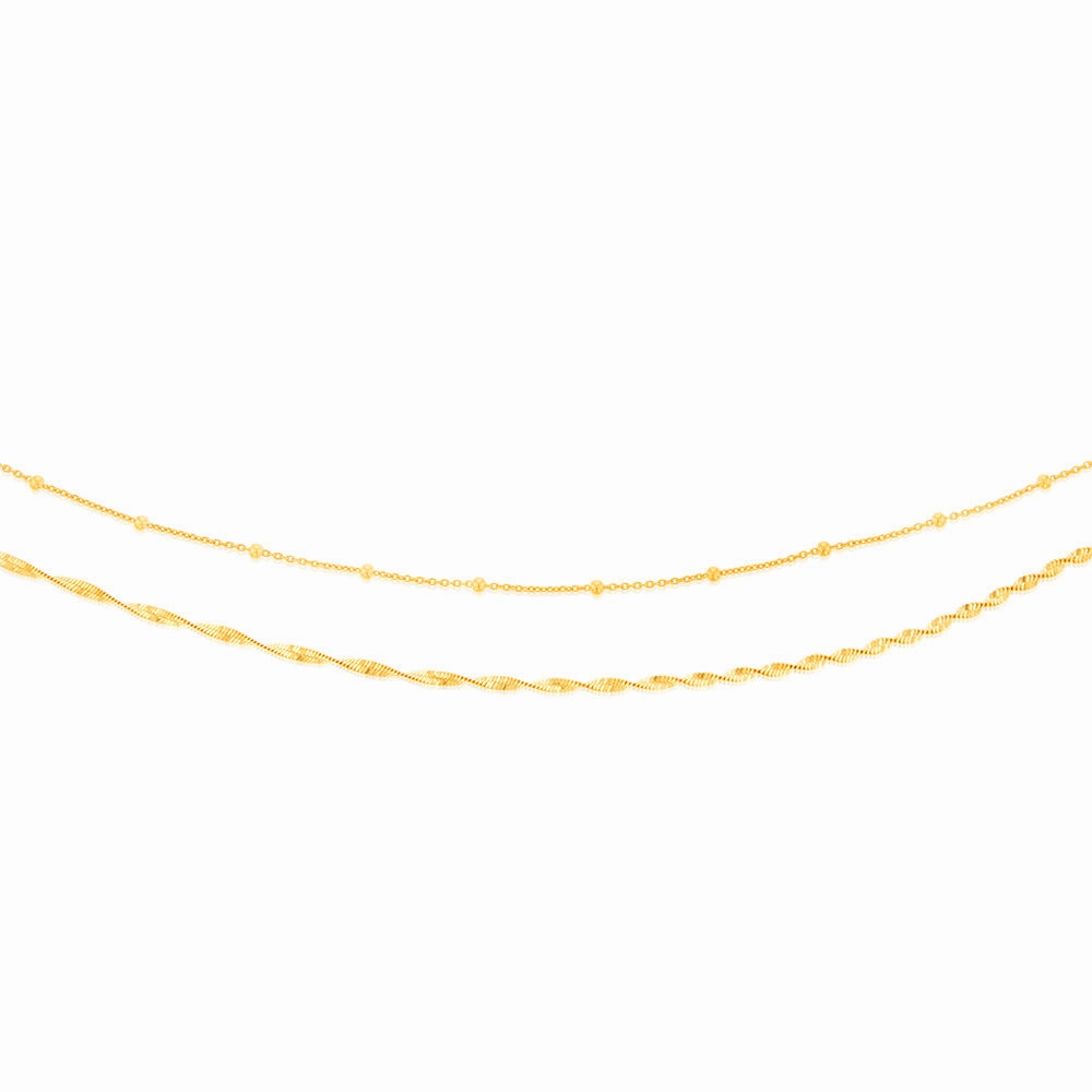 Sterling Silver Gold Plated Fancy Double Layer 38 5cm Chain