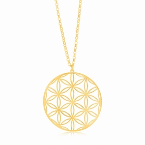 Sterling Silver Gold Plated Flower Of Life Pendant On 45 3cm Chain