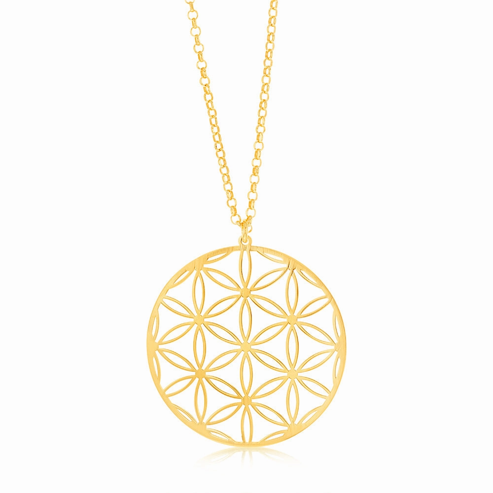 Sterling Silver Gold Plated Flower Of Life Pendant On 45 3cm Chain