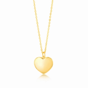 Sterling Silver Gold Plated Plain Heart Pendant On Chain