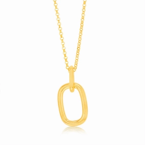 Sterling Silver Gold Plated Plain Link Pendant On 42 3cm Chain