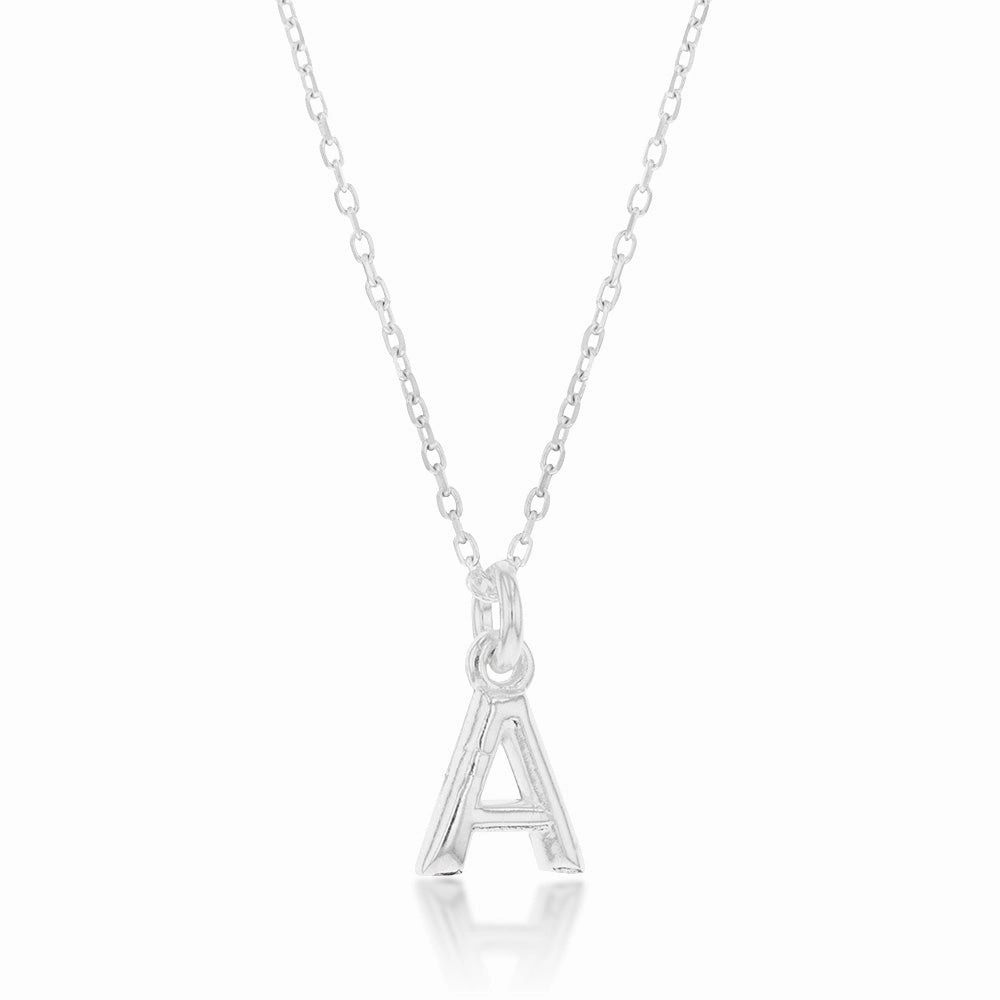 Sterling Silver Initial Letter "A" Pendant On 45cm Chain