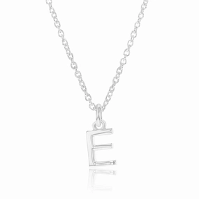 Sterling Silver Initial Letter "E" Pendant On 45cm Chain