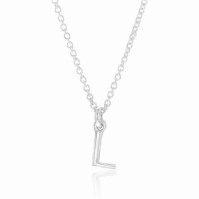 Sterling Silver Initial Letter "L" Pendant On 45cm Chain