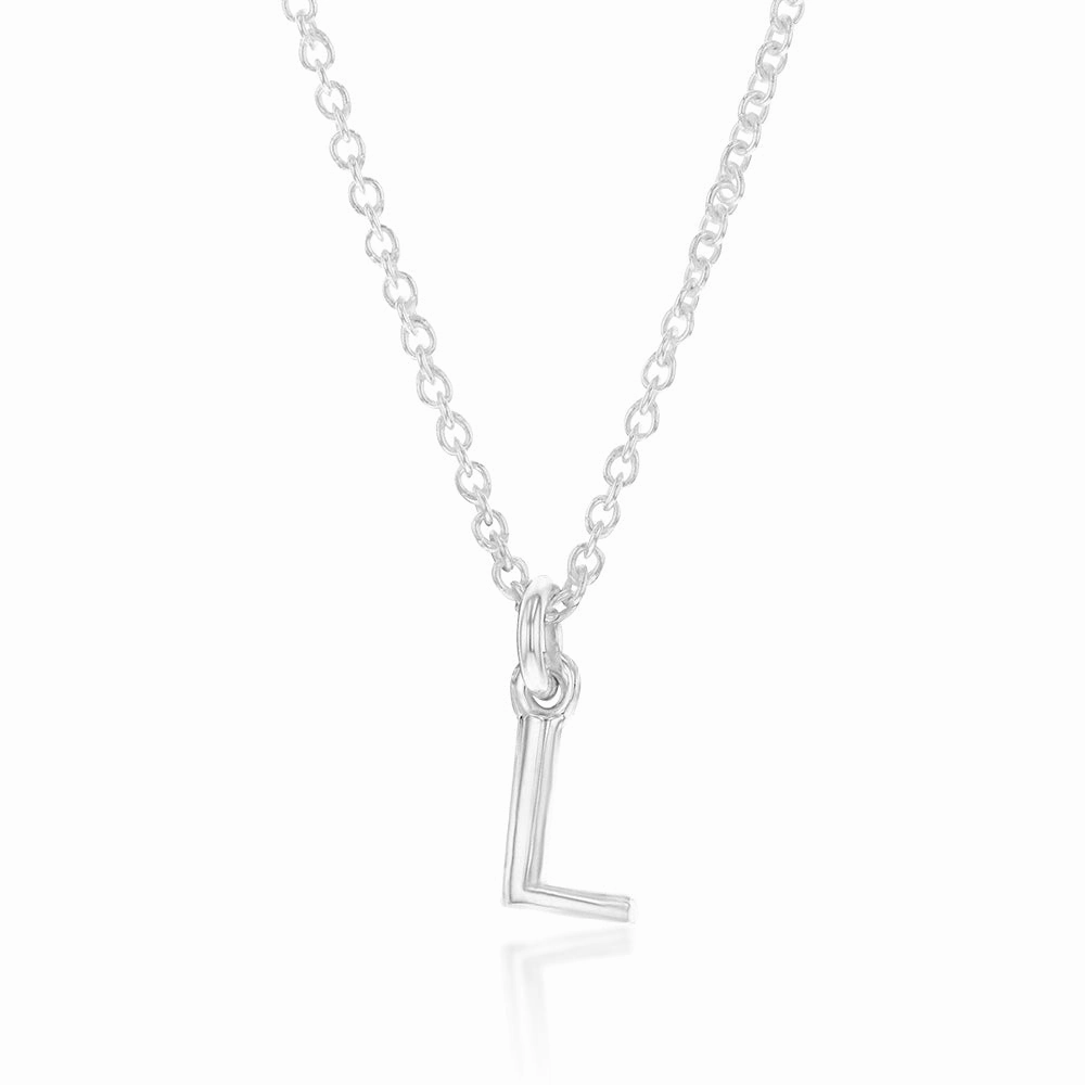 Sterling Silver Initial Letter "L" Pendant On 45cm Chain