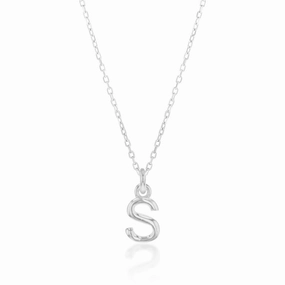 Sterling Silver Initial Letter "S" Pendant on 45cm Chain