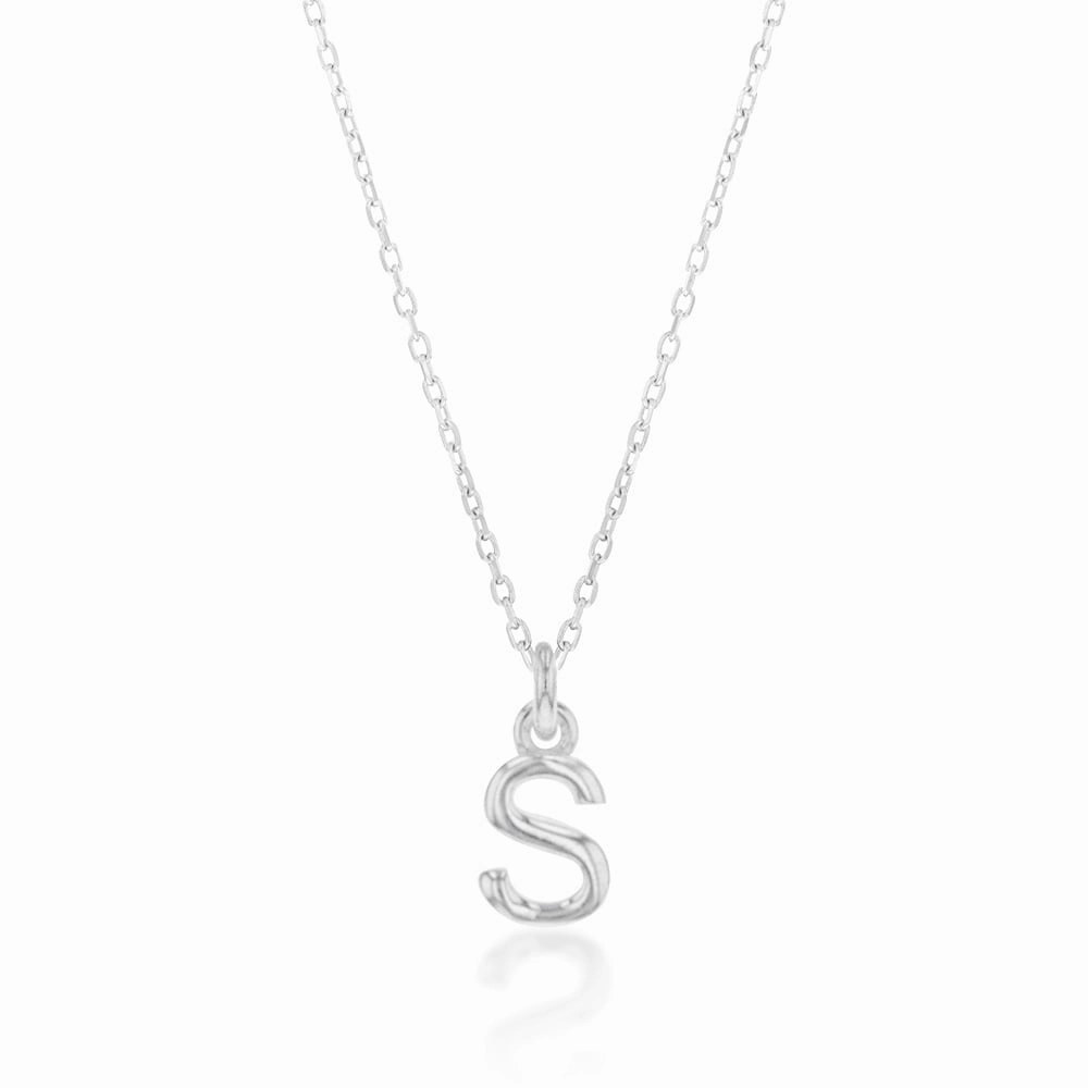 Sterling Silver Initial Letter "S" Pendant on 45cm Chain