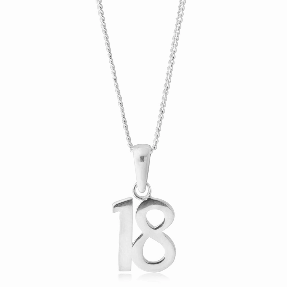 Sterling Silver Number 18 Pendant
