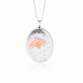 Sterling Silver Oval Bee Pendant
