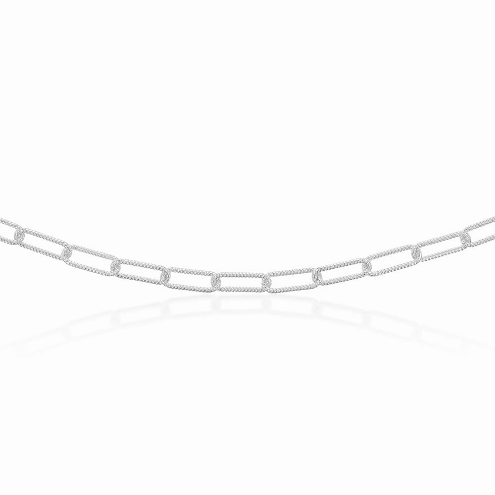 Sterling Silver Patterned Paperclip 140 Gauge 45cm Chain