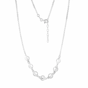 Sterling Silver Paw Mark Discs On 45cm Chain