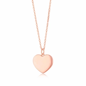 Sterling Silver Rose Gold Plated Plain Heart Pendant On Chain