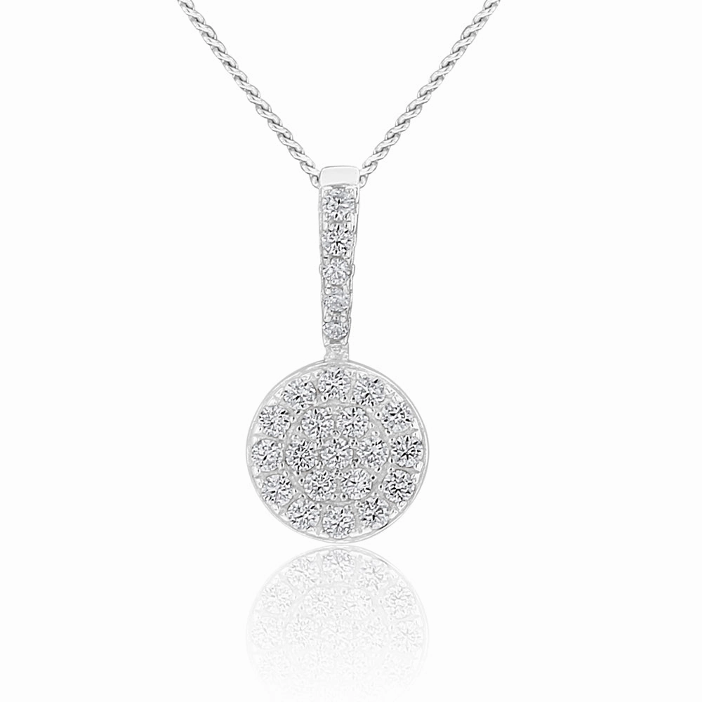 Sterling Silver Round Zirconia Drop Pendant