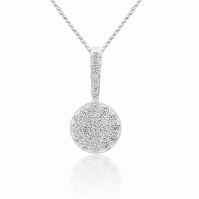 Sterling Silver Round Zirconia Drop Pendant