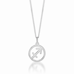 Sterling Silver Round Zodiac/Star Sign Sagittarius Pendant
