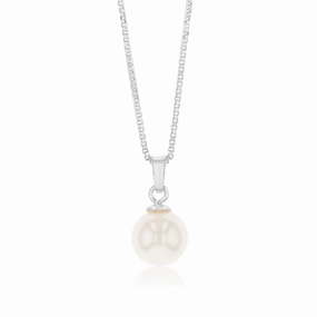 Sterling Silver Simulated Pearl Pendant On Chain