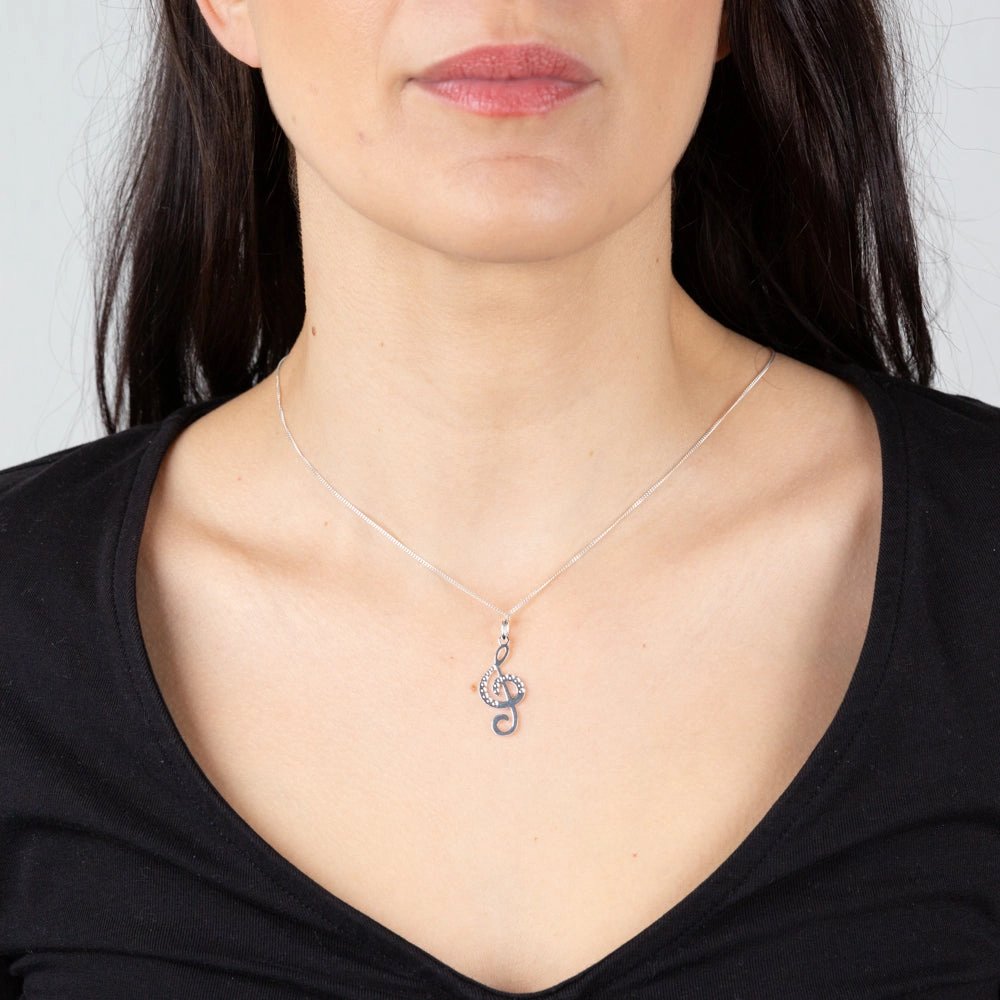 Sterling Silver Textured Music Note Pendant