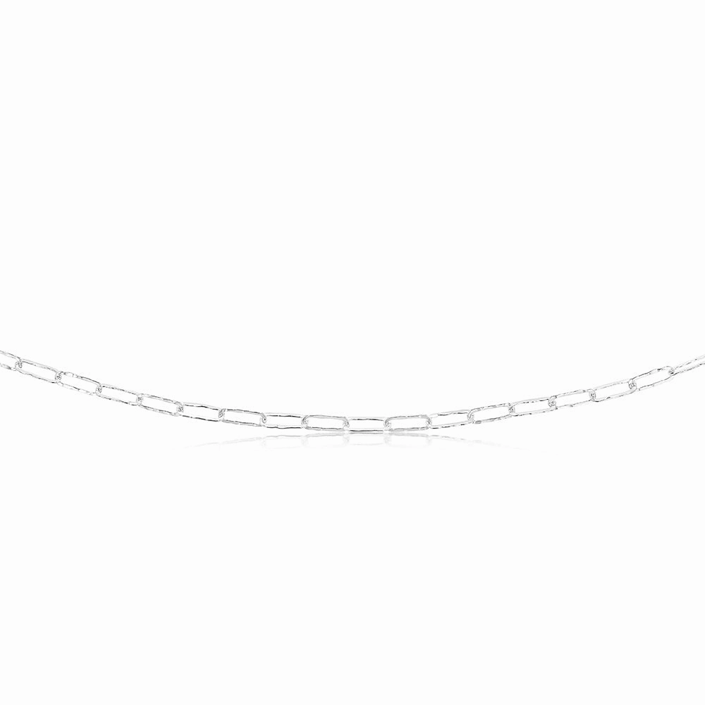 Sterling Silver Textured Paperclip 60 Gauge 45cm Chain