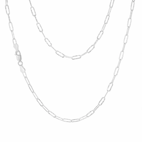 Sterling Silver Textured Paperclip 60 Gauge 45cm Chain