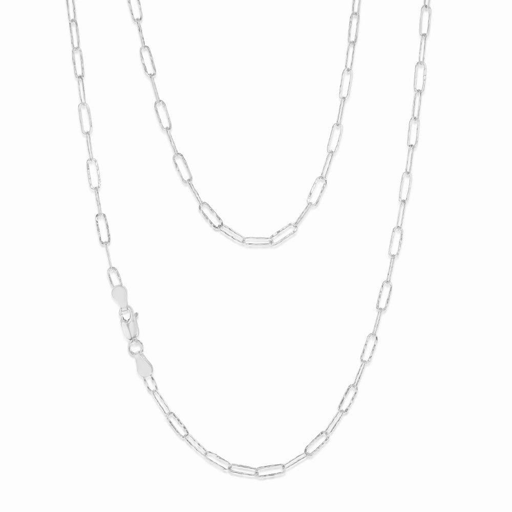 Sterling Silver Textured Paperclip 60 Gauge 50cm Chain
