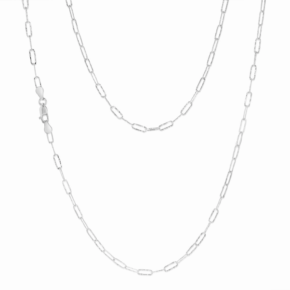 Sterling Silver Textured Paperclip 60 Gauge 60cm Chain