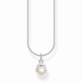 Sterling Silver Thomas Sabo Charm Club Fresh Water Pearl Necklace 38-45cm