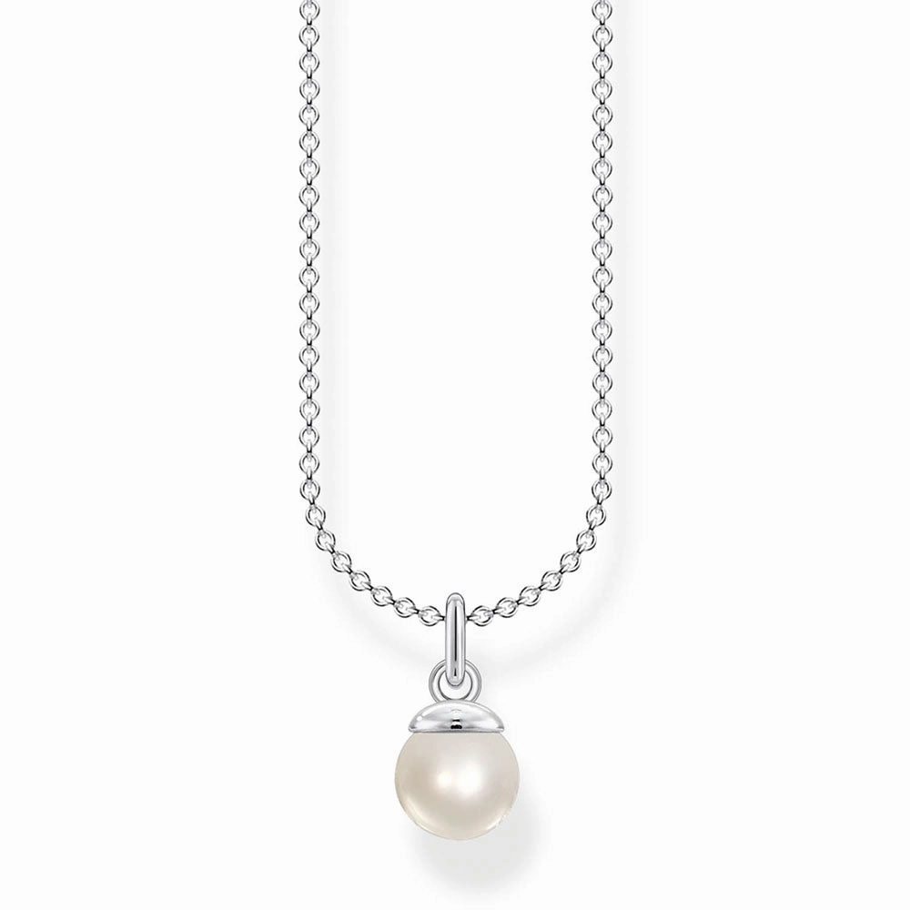 Sterling Silver Thomas Sabo Charm Club Fresh Water Pearl Necklace 38-45cm