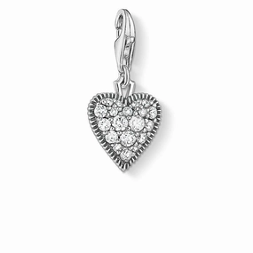 Sterling Silver Thomas Sabo Charm Club Oxidised Zirconia Heart