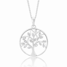Sterling Silver Tree of Life Zirconia Pendant
