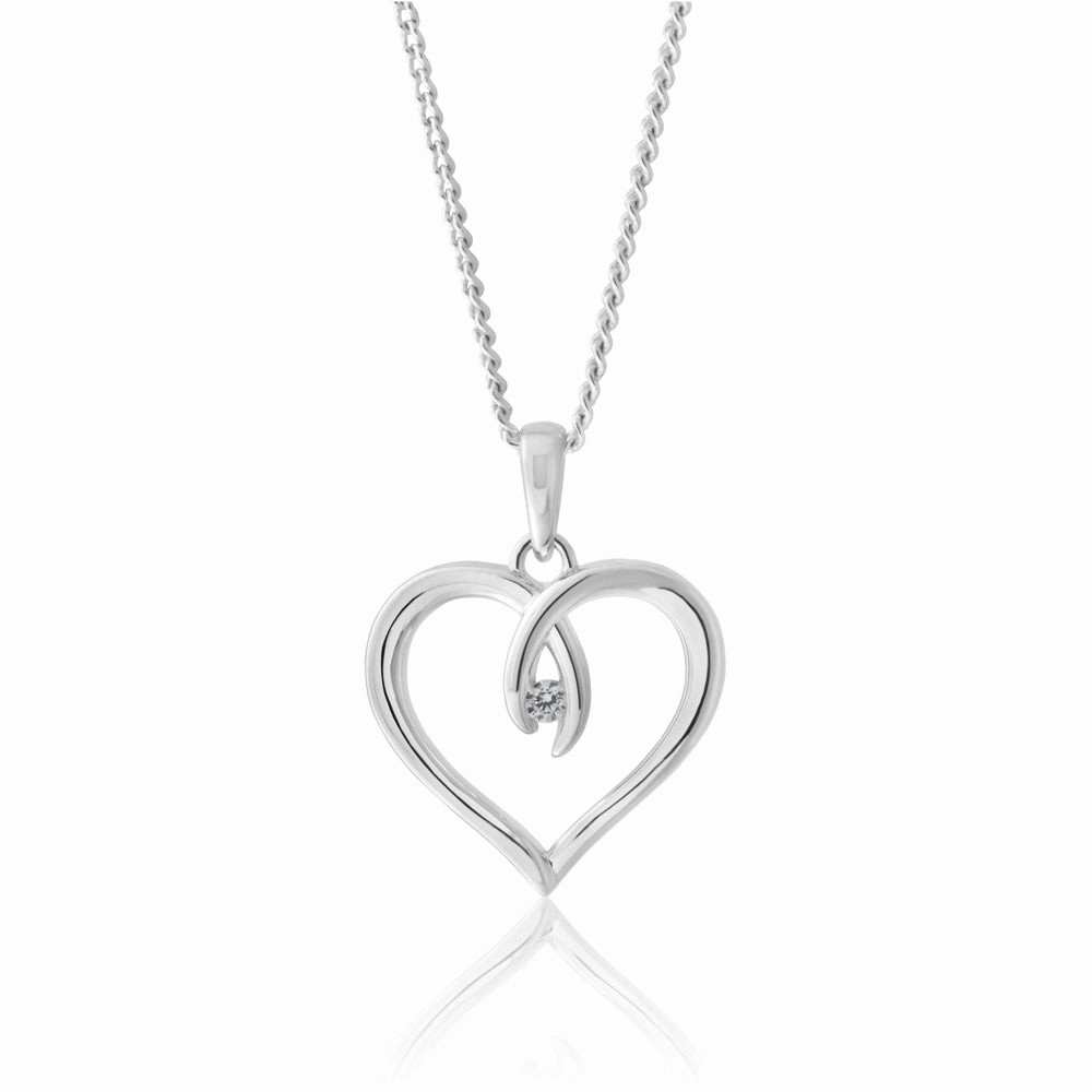 Sterling Silver Zirconia Fancy Heart Pendant