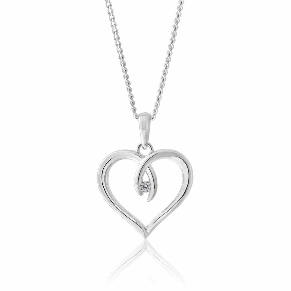 Sterling Silver Zirconia Fancy Heart Pendant